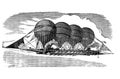 PetenÃ¢â¬â¢s hot air balloon in the old book the Forces of nature in their application, by M. Khan, 1865, St. Petersburg